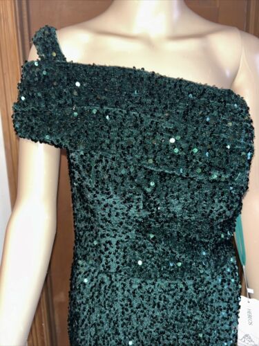 Green Gown Sequins Mermaid one shoulder evening gown Hebeos Dress - Picture 3 of 11