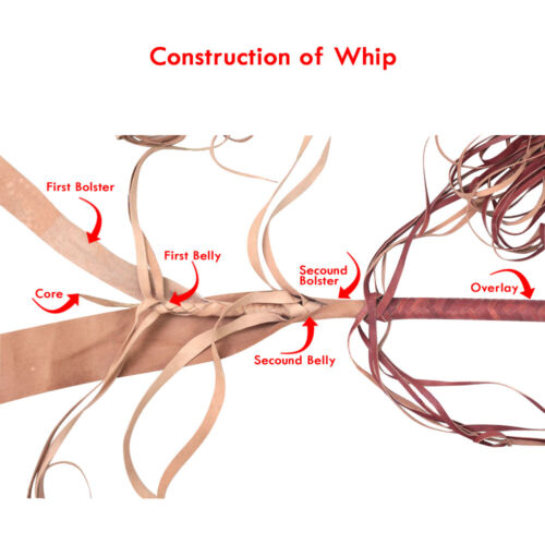 Kangaroo Double Belly Leather Bullwhip 06 Feet Long 16 Plaited Heavy Bull Whip - Bild 6 von 9
