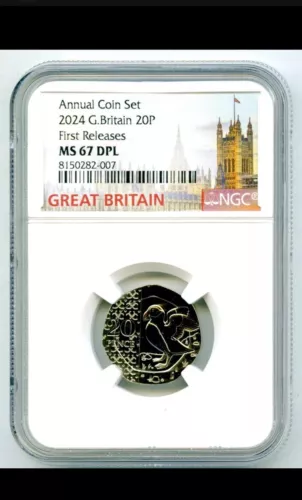 2024 GREAT BRITAIN 20P UNC NGC MS67 DPL PUFFIN 20 PENCE FIRST RELEASES !!