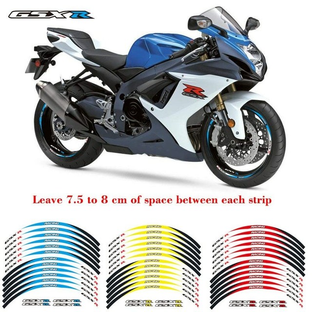 For Suzuki GSXR 600/750/1000/125/400 RIM STRIPES WHEEL DECALS TAPE
