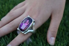 NWT UNO de 50 AGARRATE Large Fuchsia Elements Crystal Ring 6 6.5 S 7 M 8.5 9 XL 