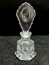 Vtg Vanity Crystal Beaded Medallion Cologne Perfume Bottle w/ Stopper 7" Tall