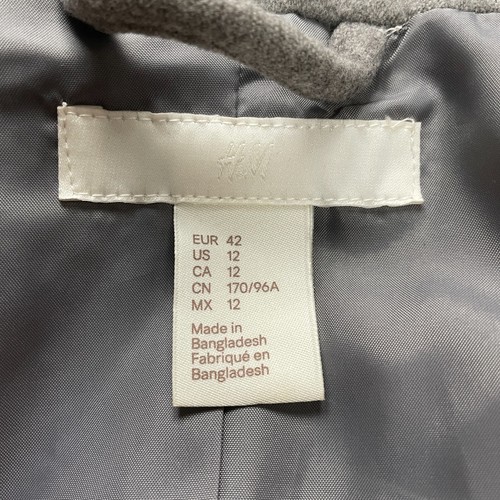 H&M Pea Coat Womens 12 Gray Double Breasted Soft Pockets Ladies Button Jacket - Picture 4 of 10