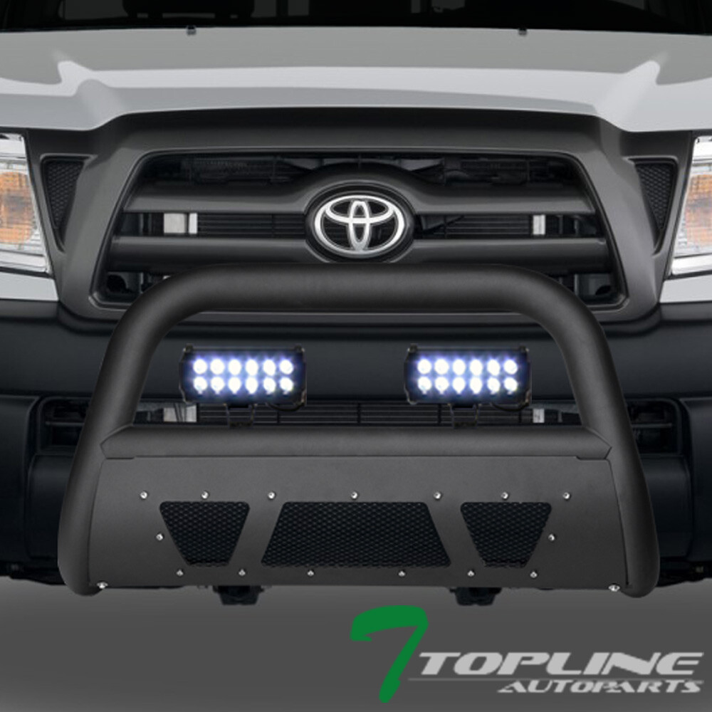 Topline For 05-15 Toyota Tacoma Matte Blk Studded Mesh Bull Guard w/36W LED Bars