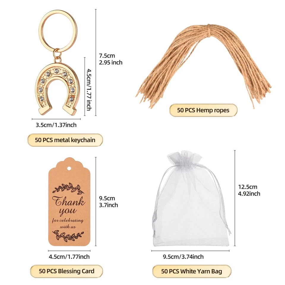 Llavero/llavero de herradura de la suerte 50 un. para boda de baby shower o ducha nupcial P Foto 2 de 4