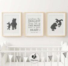 Baby Nursery Wall art prints, Winnie the Pooh, Eeyore, Piglet, Tigger, kids art