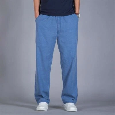Herren Locker Freizeit Hose Gerades Bein Hose Übergröße Lang Sommer Insgesamt - Bild 1 von 4