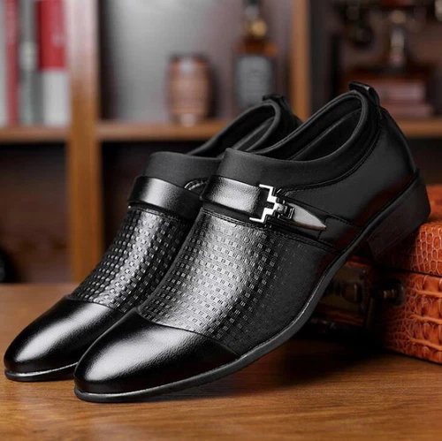 Men's Faux Leather Shoes Formal Business Dress Slip On Casual Oxfords Flats Pump - Picture 6 of 17