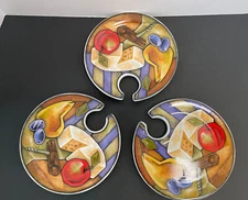 Set of 3 Appetizer Cheese Plates 7 inches Cheese Fruit Pattern K5