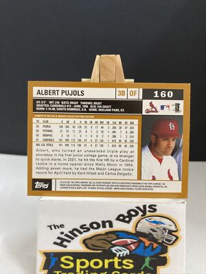 2001 Topps Albert Pujols rookie RC #160 Cardinals ERROR ON BACK