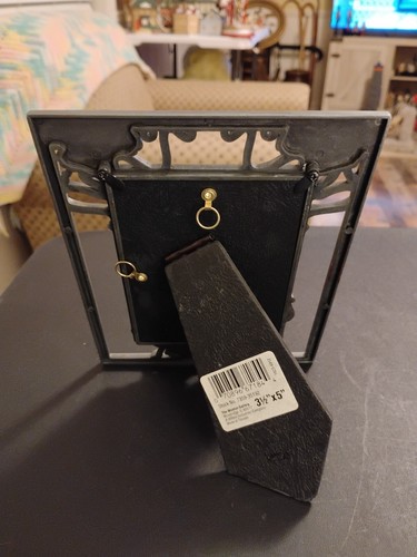 Vintage Pewter Color Floral Design Picture Frame 3.5 x 5 Inch - Picture 4 of 7