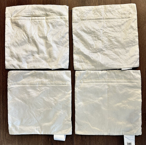 Beaded Floral Ivory Throw Pillow Covers Set of 4 White Silver Glam Romantic - Picture 6 of 9