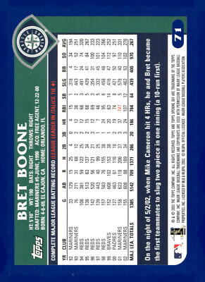 2003 Topps Opening Day #71 Bret Boone Seattle Mariners Baseball