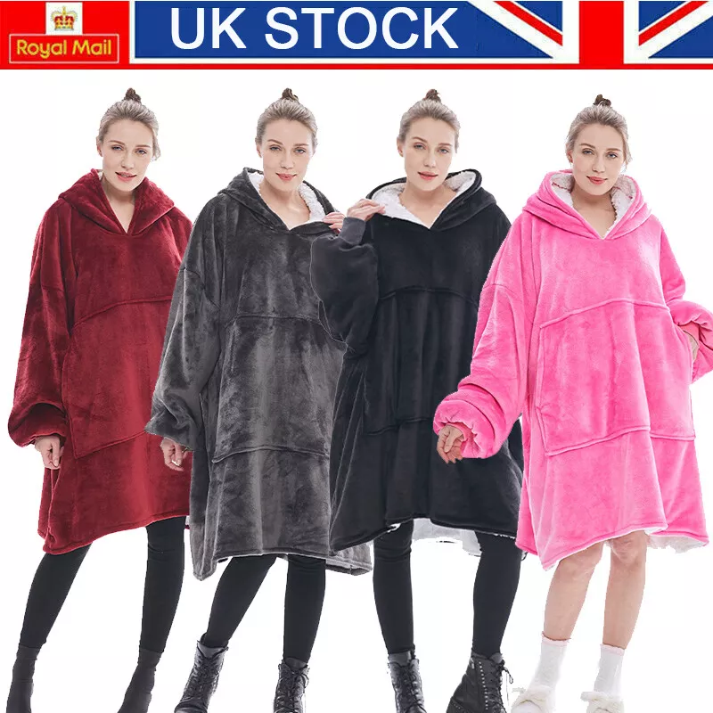 Oversized Blanket Hoodie Soft Fleece Long Hooded Snuggle Lounge Bedroom Jumper