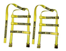 Tow Dolly Basket Straps with Flat Hook Yellow Car Tire USA Sewn Set of 2