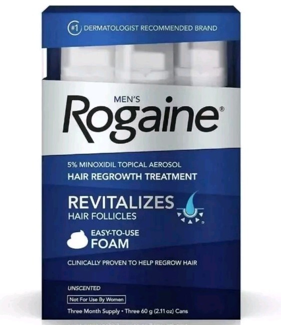 Men's Rogaine 5% Minoxidil Foam Hair Loss Regrowth 3-Month Supply Exp 2028 !!