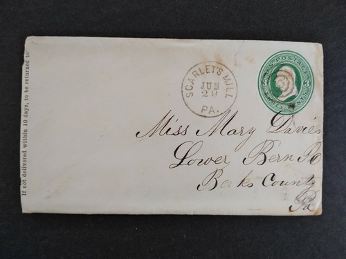 Pa: Scarlets Mill 1872 Cover + Letter, DPO Berks Co to Lower Bern, Pa - Bild 2 von 6