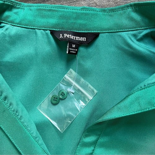 Abito J. Peterman 100% seta verde kerry foderato lunghezza ginocchio manica lunga nuovo senza etichette taglia M - Foto 3 di 8