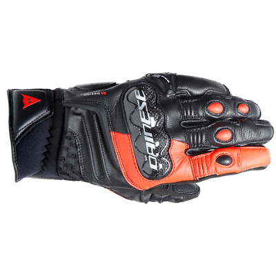Dainese Carbon 4 Short Motorcycle Gloves Black Flo Red