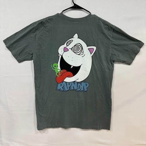 RIPNDIP Men's XL Gray Trippy Cat Alien Graphic Tee NWT - Picture 2 of 6