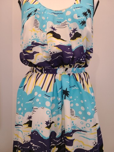 Anthropologie EK Jam Factory Oahu tropical print dress sz M - Picture 4 of 13