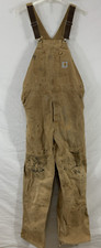 Vintage CARHARTT DESTROYED Large Tall LT / TL Duck Brown Bib Overalls