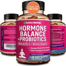 Hormone Balance + Probiotics for Women 3450mg Natural Menopause Relief Weight...