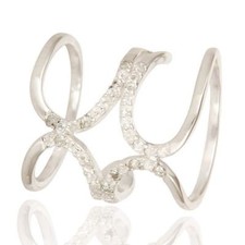 White Topaz Gemstone 925 Sterling Silver Womens Long Knuckle Ring Jewelry