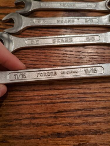 Vtg SEARS 6 Piece Combination Wrench Set 4390 BF Japan SAE 3/8 to 11/16 - Picture 6 of 8