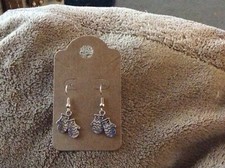 Handcrafted, New, Winter Mittens Pierced Earrings In Silver Tone