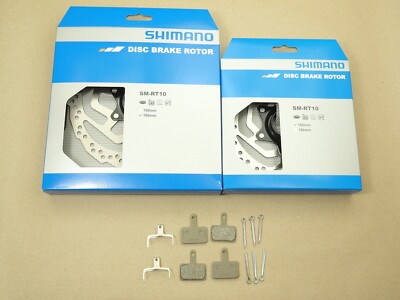 Set Shimano Bremsscheiben Centerlock SM RT10 160 + 180mm + Resin Bremsbelag B05s