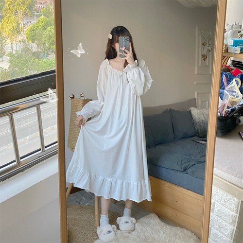 New Ladies Pyjamas Victorian Vintage Long Sleeve Girls Nightgown Dress - Picture 3 of 7