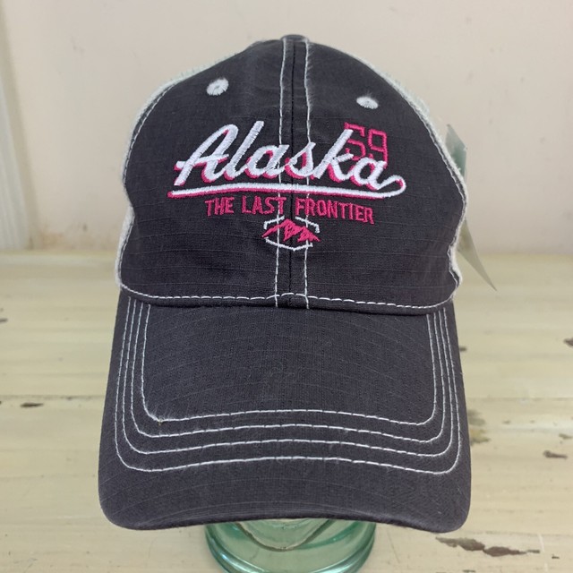 ALASKA The Last Frontier NWT Gray Pink White Snapback Mesh Trucker
