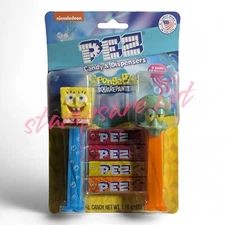 SpongeBob Square Pants and Squidward Pez Dispensers 2 pk W/ 4 Rolls of Candy 