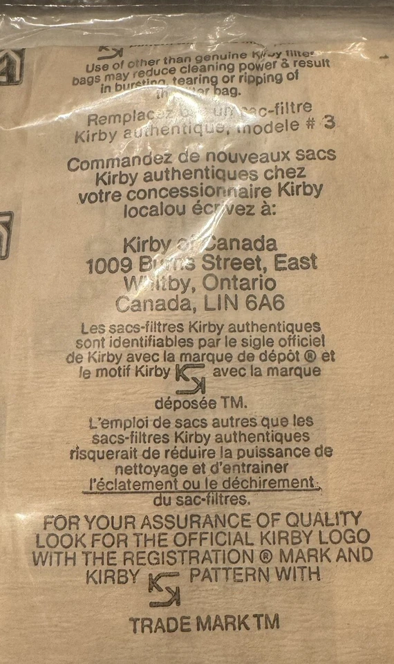 VTG Sealed - Kirby Vacuum Cleaner Bag x2 - Style 3 - Heritage 2 Series Release - Image 4 of 4