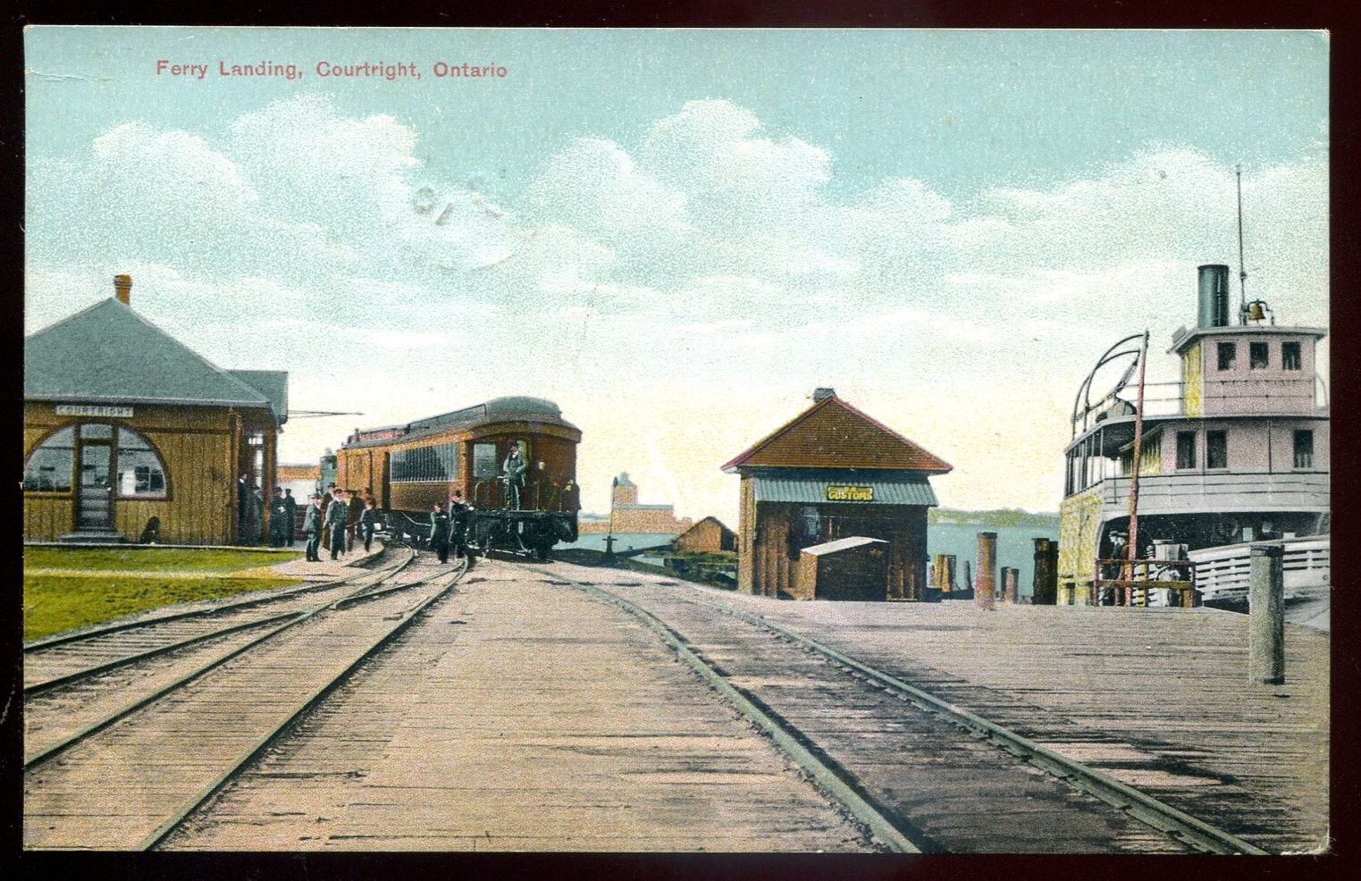 COURTRIGHT Ontario Postcard 1910 Train Station Ferry Landing eBay