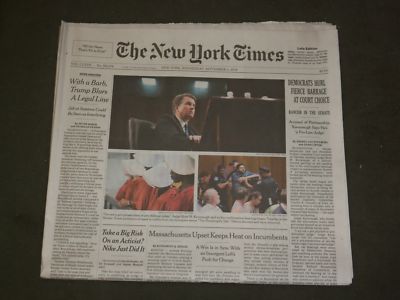 2018 SEPTEMBER 5 NEW YORK TIMES-DEMOCRATS HURL FIERCE BARRAGE AT BRETT KAVANAUGH