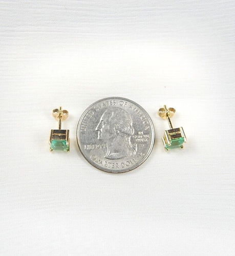Kolumbianische Smaragd Ohrringe Quadratschliff 1,52 kt 18 Karat Gelbgold feiner Schmuck Muz - Bild 4 von 15