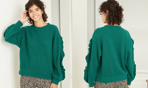 Women's Ruffle Sleeve Sweatshirt - A New Day - Various Colors/Sizes - S168 - Picture 2 of 6