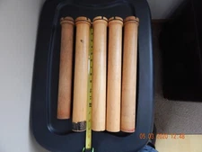 5 x Vintage  Wooden Bobbin Industrial Textile Thread Spool Candlestick 