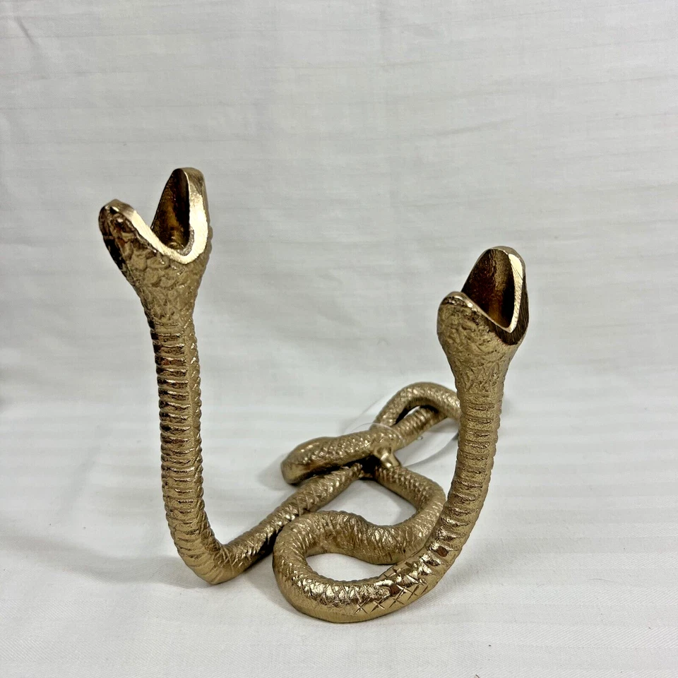 Новый золотой алюминиевый двойной змеиный конус подсвечник держатель для Хэллоуина Viper Serpent - Изображение 3 из 4