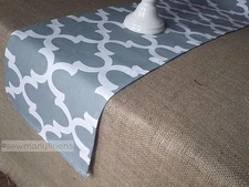 Gray Quatrefoil Table Runner Kitchen Modern Home Decor Linens Table Centerpiece