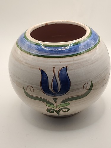 Stangl Terra Rose USA Keramik Vase/Übertopf im blauen Tulpendesign. Vintage - Bild 2 von 5