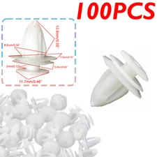 100 Pcs Car Door Trim Fastener Retainer Panel White Clips For 90467-10161 Toyota