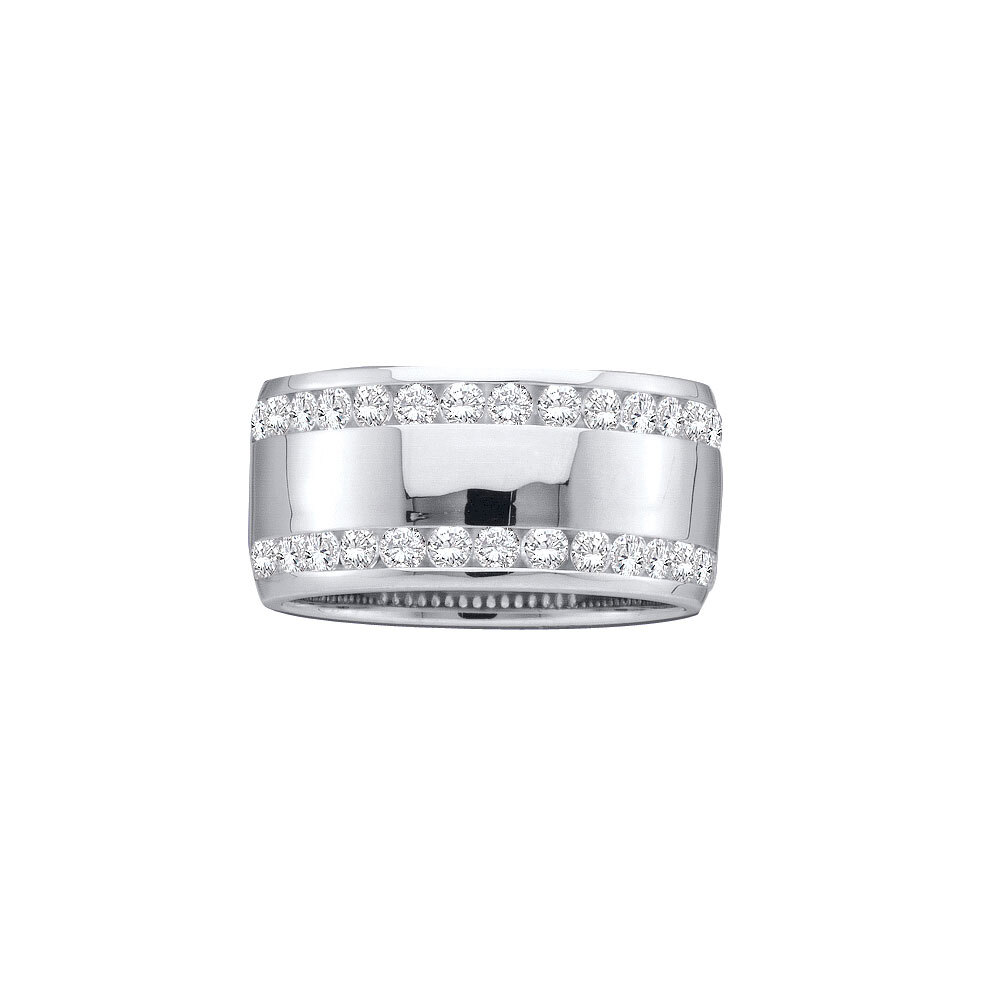 14kt White Gold Womens Round Diamond Double Row Eternity Wedding Band 1 ...