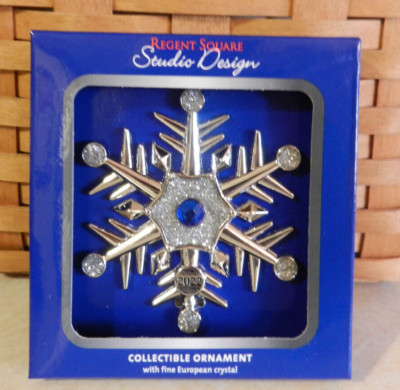 Regent Square Studio Design 2022 Silver Snowflake Ornament w/ Crystal
