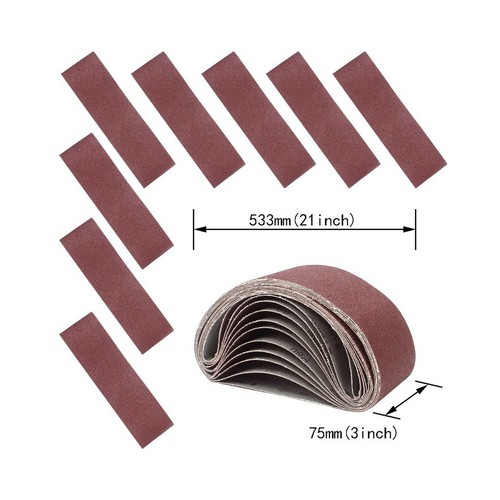 Nastri abrasivi ossido di alluminio 12 pezzi 21" x 3" 80 grana lisce resistenti all'umidità - Foto 3 di 7