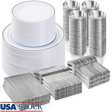 Heavy Duty Disposable Dinnerware Set Plates Cutlery Party Supplies New
