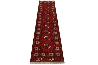 Turkmen Runner 2 7  x 9 2  Red Wool Vintage Tribal Hand-Knotted Oriental Rug