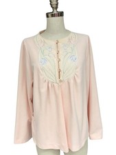 Shadowline Pink Embroidered Cottagecore Bed Jacket Medium